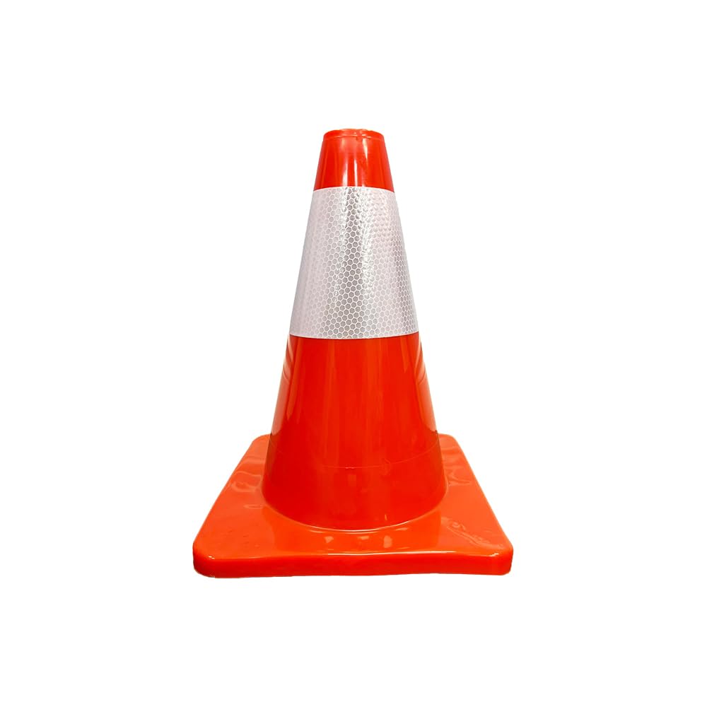 Berry 30CM PVC Safety Cone | Flexible Orange Traffic Cone with Reflective Collar | Durable Training Cone for Parking, Driveways, Sports Training & School Use | Stackable Traffic Pylon - Set of 1