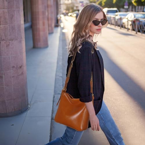 Iswee Leather Purses for Women Designer Crossbody Bags Zippered Multi-Pocket Shoulder Handbags with Adjustable Wide Strap2