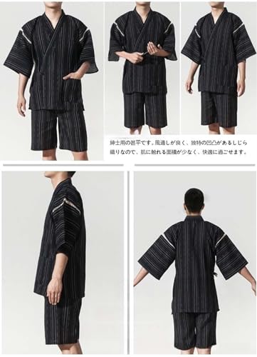 ZEALMAX Kimono Traditional Japanese Style Pajamas Set Shirt and Shorts, Men's Cotton Linen Loungewear Bathrobe Casual Clothes Multicolor 7