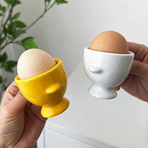 Set Of 5 Egg Cups For Soft Boiled Eggs Ceramic Egg Holder 2 Pack Hard Boiled Raw Egg Cup 1 Pack Egg Topper Cutter With 2 Pack Stainless Steel Egg Spoons For Decor Breakfast Brunch #TOP3