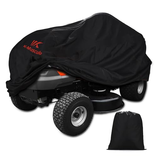 K-Musuclo Riding Lawn Mower Cover, Outdoors Tractor Cover Heavy Duty 600D and Pvc Coating, Waterproof Strip With Drawstring & Cover Storage Bag(72"L X 54"W X 46"H) K-Musuclo Riding Lawn Mower Cover, Outdoors Tractor Cover Heavy Duty 600D and Pvc Coating, Waterproof Strip With Drawstring & Cover Storage Bag(72"L X 54"W X 46"H)