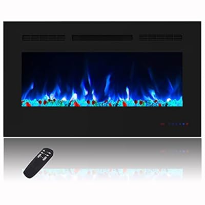 Masarflame 30 Inch Electric Fireplace, Recessed and Wall Mount Fireplace Heater, Quiet & Linear Fireplace Insert with 13×13 Adjustable Flame Color, Thermostat & Timer, Remote & Touch Screen