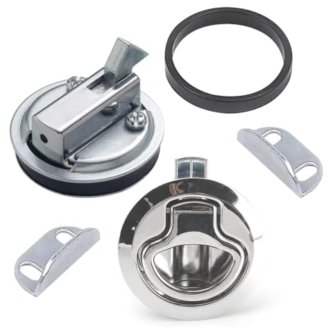 Recessed Door Handles Chrome 2pcs Flush Ring Pull Handle Hatch Locker Latch Cabinet Door Latch Handle Circular Recessed Pull Handles Invisible Recessed Door Cup Ring Handle for Closet Door Handle Cover