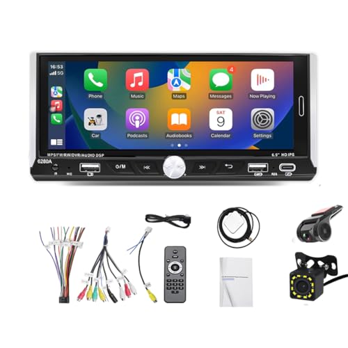 BOOMBOOST Estéreo para automóvil Bluetooth de Doble DIN con Reproductor de CD/DVD, Radio para automóvil con Pantalla táctil de 6,2'' Compatible con Mirror Link, USB, Radio FM/Am, Control Remoto, SWC