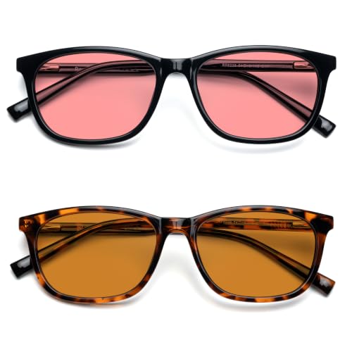 Image of Fluorescent-41 Pink Tinted Blue Light Blocking Glasses for Migraine, Light Sensitivity, Photophobia JF5002