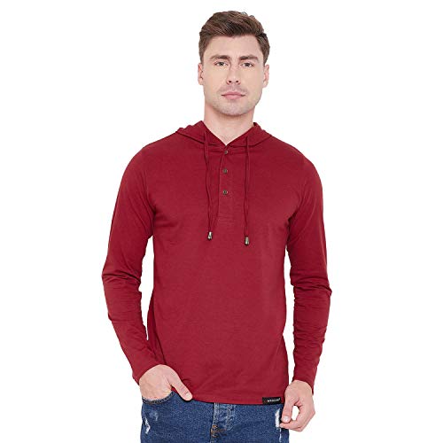 Image of LE BOURGEOIS Men Solid Regular Fit Hooded Neck Full Sleeve Cotton Sweatshirt Hoodie T-Shirt