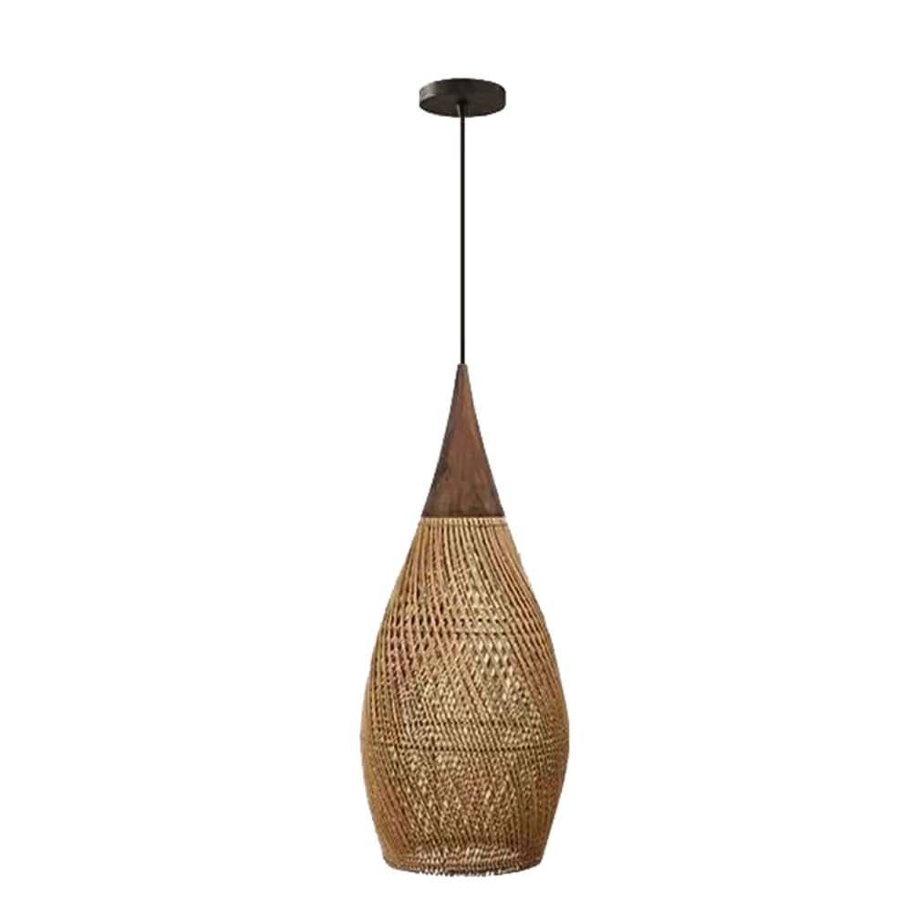 LYMSXAZOU Rattan Coastal Pendant Light Hand-Woven Boho Fixture E27 Vintage Ceiling Lamp Lighting Fixtures Dome Lampshade Rustic Lights for Living Room Bedroom Restaurant Cafe Teahouse