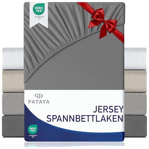 Pataya Spannbettlaken 140x200cm - Oeko-TEX Zertifiziert Baumwollmischung Spannbetttuch bis zu 25 cm Bettlaken für Boxspringbett Matratzen (Anthrazit...