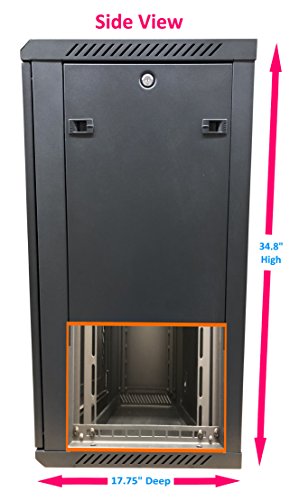 KENUCO Wall Mount Rack Server Cabinet Data Network Enclosure 19-Inch Server Network Rack with Locking Glass Door 16-Inches Deep (Black 18U) - Thumbnail 6