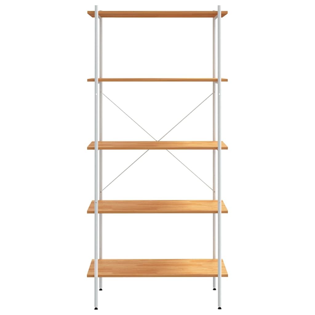 Scaffale a 5 ripiani, 80 x 40 x 163 cm, effetto rovere, bianco