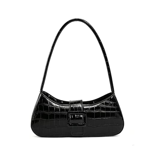 Petit sac à bandoulière en cuir crocodile métallisé argenté pour femme avec poignée