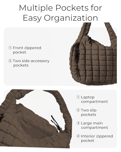 Image of Puffer Tote Bag, Quilted Tote Bag Crossbody Bags for Travel, Gym, Work