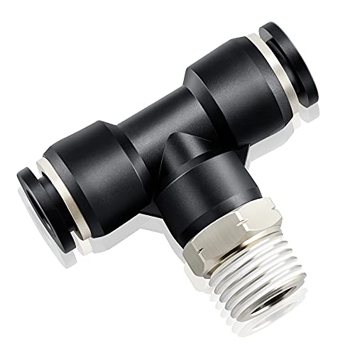 TAILONZ PNEUMATIC Male Branch Tee 5 16 Inch Tube OD x 1 4 Inch NPT Thread Push to Connect Fittings PT-5 16-N2 (Pack of 2)