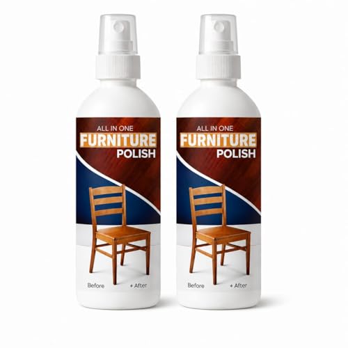 Image of All-in-One Wood Furniture Polish Spray (100ml) with Applicator Sponge | Scratch Remover, Cleaner, Shiner & Protector for Wooden Surfaces | Restores Natural Gloss Finish (Pack of 2)