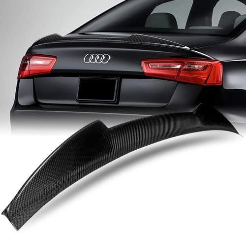 Alerón trasero negro de fibra de carbono estilo V estilo V compatible con Audi A6 A6 Quattro S6 Sedán 2012-2018, 2013, 2014, 2015, 2016, 2017