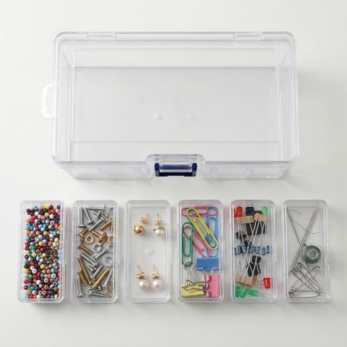 Image of SHALVI Transparent Jewellery & Accessories Storage Box | Box Multi-Compartment Organizer with Removable Grids | Plastic Organizer Box for Earrings, Beads, Craft & Small Items (6-PCS (2))