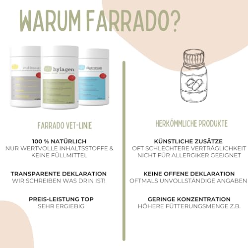 FARRADO I Hylagen Pulver 500g Collagen & Hyaluron I Gelenkpulver für Hunde