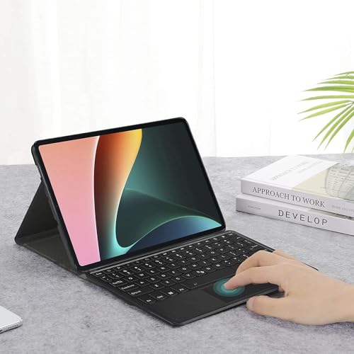 Image of HOM 3 Fold 7-Colour Backlight Detachable Wireless Bluetooth Keyboard with Trackpad /Touchpad Tablet Cover Case for Xiaomi Mi Pad 6 11 inch Inch Tablet