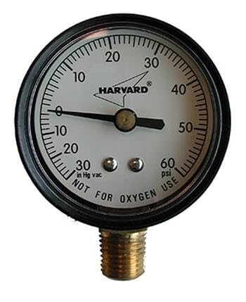 -30 to 60 PSI Vacuum/Pressure Gauge - 1/4 Inch Bottom Mount - 4-1/2 Inch Face - Stainless Steel Case
