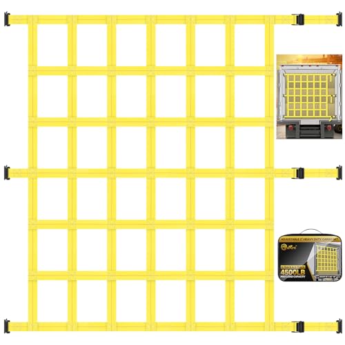 E-Track Adjustable 2” Heavy Duty Cargo Net for X-Track & E-Track Systems | 96” L x 68-84” W—4,500lb Break Strength