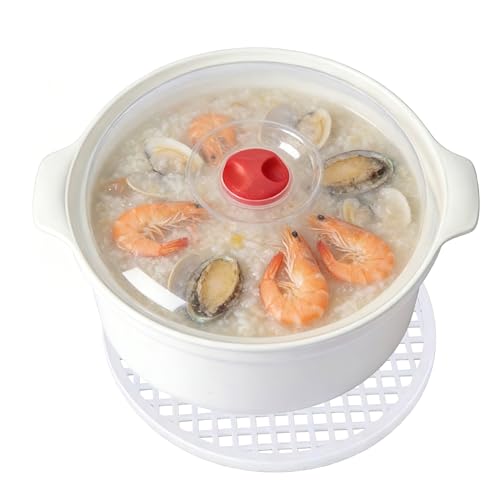 Cuiseur vapeur pour micro-ondes – Pot anti-brûlure de 9,84 pouces avec couvercle et poignée antidérapante, panier vaper | Récipient pour cuiseur vapeur...