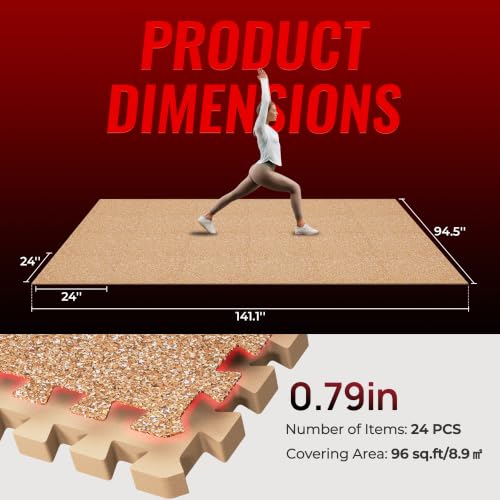 Image of SUPERJARE 0.79'' Extra-Thick 24 Pcs 96 Sq Ft Exercise Equipment Mats