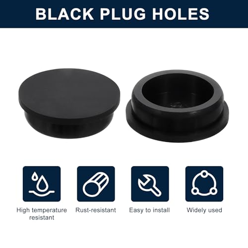 Image of uxcell 2 Pcs Black Plug Holes, Waterproof Rubber Button Plug for 50mm / 1.97 inch Hole