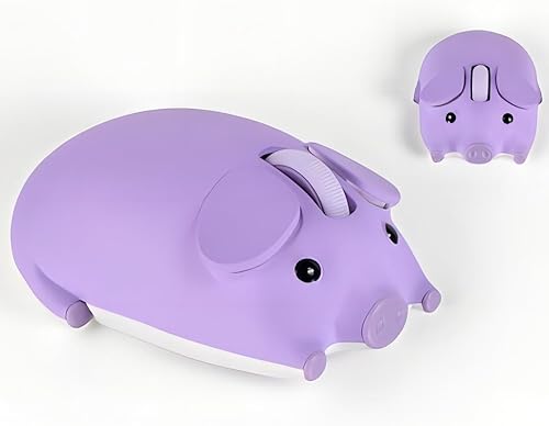 Ratón inalámbrico lindo cerdo Bluetooth y USB doble modo, silencioso portátil compacto púrpura divertido ratones para