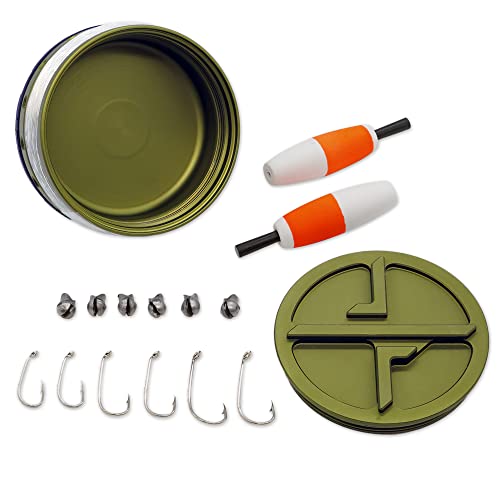 Exotac xREEL Handline Survival Pocket Fishing Kit with Tackle Storage Compartment and Flexible TPE Finger Strap for Optimal Reel Control, Includes 6 Hooks, 6 Split Shot, and 2 Floats