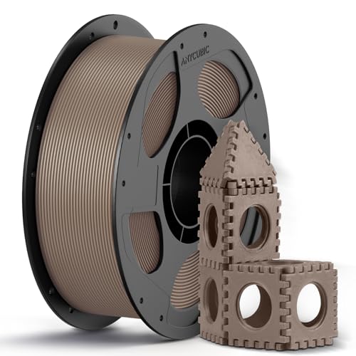 ANYCUBIC PLA Filament 1.75mm, 3D Printer Filament, Intelligent Identification, Dimensional Accuracy +/- 0.02mm, 1KG Reusable Spool Brown 1kg 1kg pla (Brown)