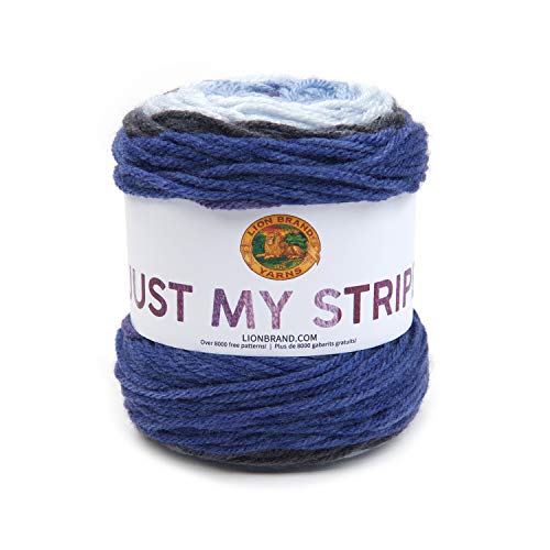 Lion Brand Yarn Just My Stripe Yarn, Wild Blueberry