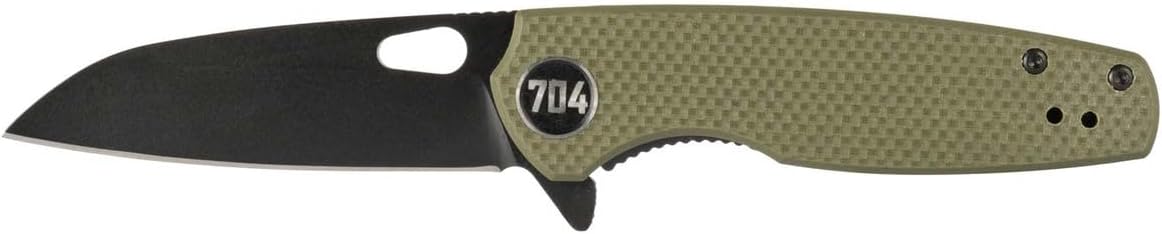704 Gear Wildcat Lite EDC Folding Pocket Knife | Compact Size D2 Wharncliffe Blade with Thumbhole Cutout | Olive Drab Green