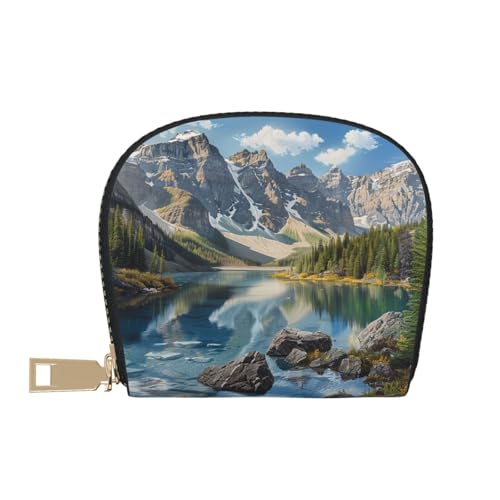 Rocky Mountains Printed Credit Card Wallet for Women Men Cute Zipper Card Cases Holder Mini Coin Purse with 12 Card Slots2