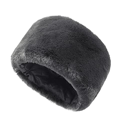 Fluffy Faux Fur Russian Hat for Men Women Elders - Classic Cossack Winter Thick Windproof for Camping Ice Fishing Hunting