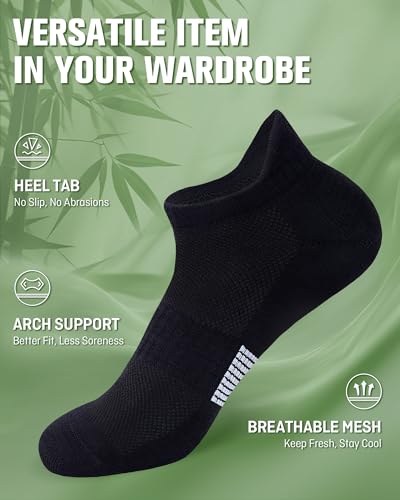 Image of Niorasen Ankle Socks for Women, 6 Pairs Breathable Bamboo Viscose Low Cut Thin Socks,Moisture Wicking Casual Sports Running