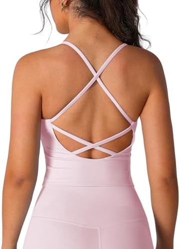 ABOCIW Womens Cross Back Workout Tank Tops with Bulit in Bra V Ne...