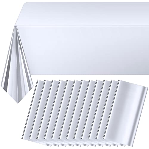 12Pack Silver Foil Plastic Tablecloth,Rectangular Shiny Table Cloth Metallic Disposable Party Table Cover For Graduation Wedding Birthday Baby Shower Anniversary New Year Party Decorations,54X108 Inch #TOP27