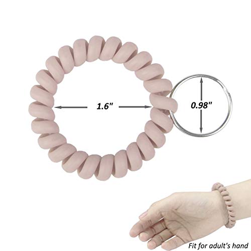 Image of BIHRTC Stretchy Wristlet Keychain Bracelet, Spiral Coil Spring Key Ring | Flexible Hands-Free Key Wristband for Office ID Badge, Gym, School, Hotel and Pool Locker Keys