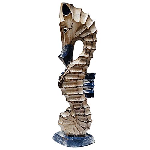 Figura de caballito de mar de madera pintada 16 in miniatura 2