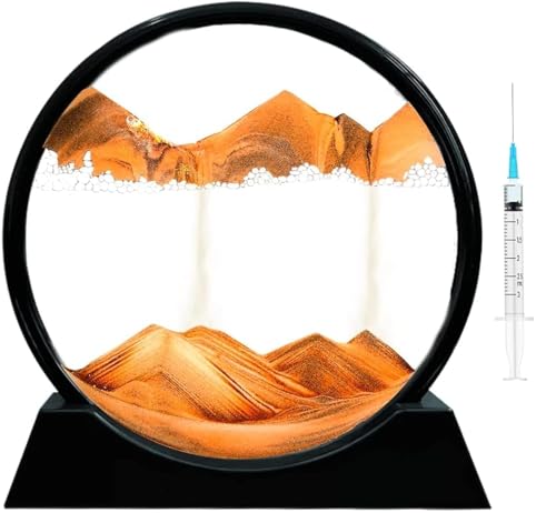 Image of Moving Sand Art Picture Glass Liquid Painting 3D Natural Landscape showpieces for Home Decor Antique Gifts for Kids Office Desktop Decoration Desk Table Decorative Items (Desert)