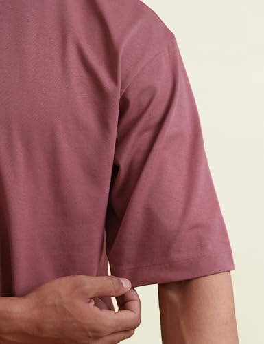 Image of DAMENSCH Statement Solid Oversized T Shirt for Men, Heavyweight, Anti-Pilling, Stylish, Relaxed Fit T Shirt for Men Cotton