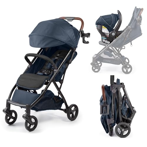 Image of Ingenuity Ingenuity 3Dquickclose CS+ Compact Fold Stroller – Lightweight Stroller with Oversized Canopy, Extra-Large Storage and Compact Fold, Deep Ocean