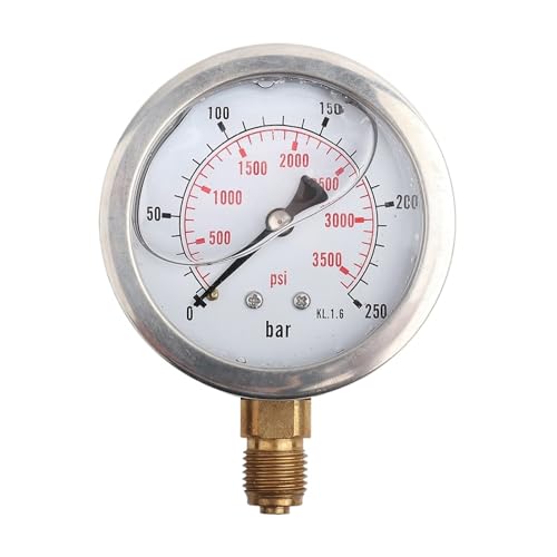 庭のホース散水メーター 油圧空気圧計 0-250Bar 0-3750PSI G1/4ネジ 63mmダイヤルメーター 測定ツール