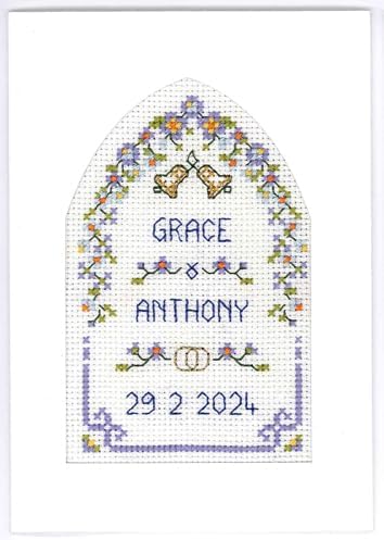 Spring Bouquet Arched Wedding Day Card - Complete Cross Stitch kit on 16 aida with Clear Colour Chart