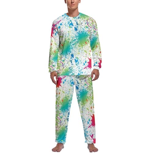 Haut et bas de pyjama homme manche longue pantalon vêtements de nuit