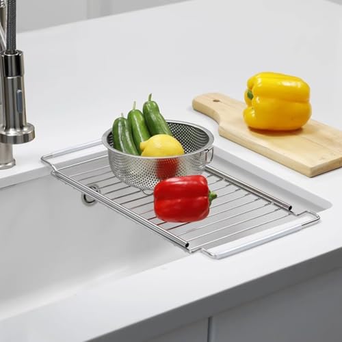 Escurreplatos extensible telescópico de acero inoxidable antideslizante 4