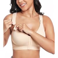 Lemorosy Reggiseno Post-operatorio Chiusura Anteriore Senza Ferretto Regolabile per Forte Sostegno Racerback Comfort Supporto (Beige,3B)