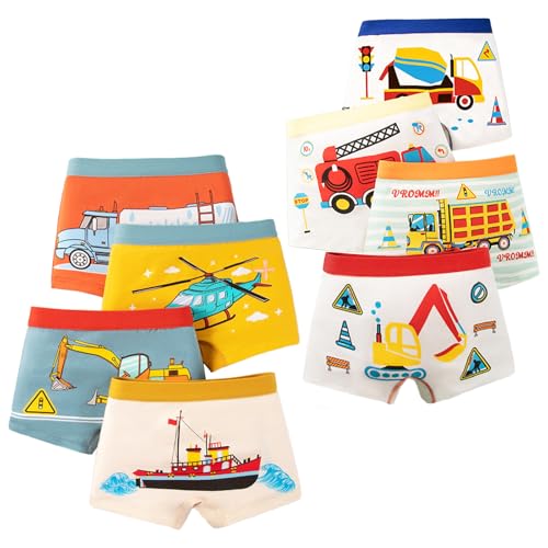 DAKLUNAR 8 Stück Jungen Unterhosen Boxershorts Unterwäsche Baumwolle Kinder von 5 bis 6 Jahren