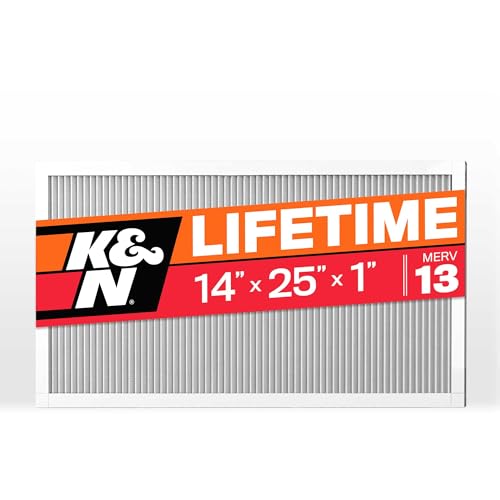 K&N 14X25X1 HVAC Furnace Air Filter, Lasts a Lifetime, Washable, Merv 13, the Last HVAC Filter You Will Ever Buy, Breathe Safely at Home or in the Office, HVC-13-11425