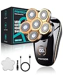 PRITECH Head Shavers for Bald Men, Type-C Charge Electric Razor with 6 Rotary Blades, Waterproof Shaving Grooming Kit, Turbo Speed & Precision Blades, LED Display & Detachable Blade Head(Black)